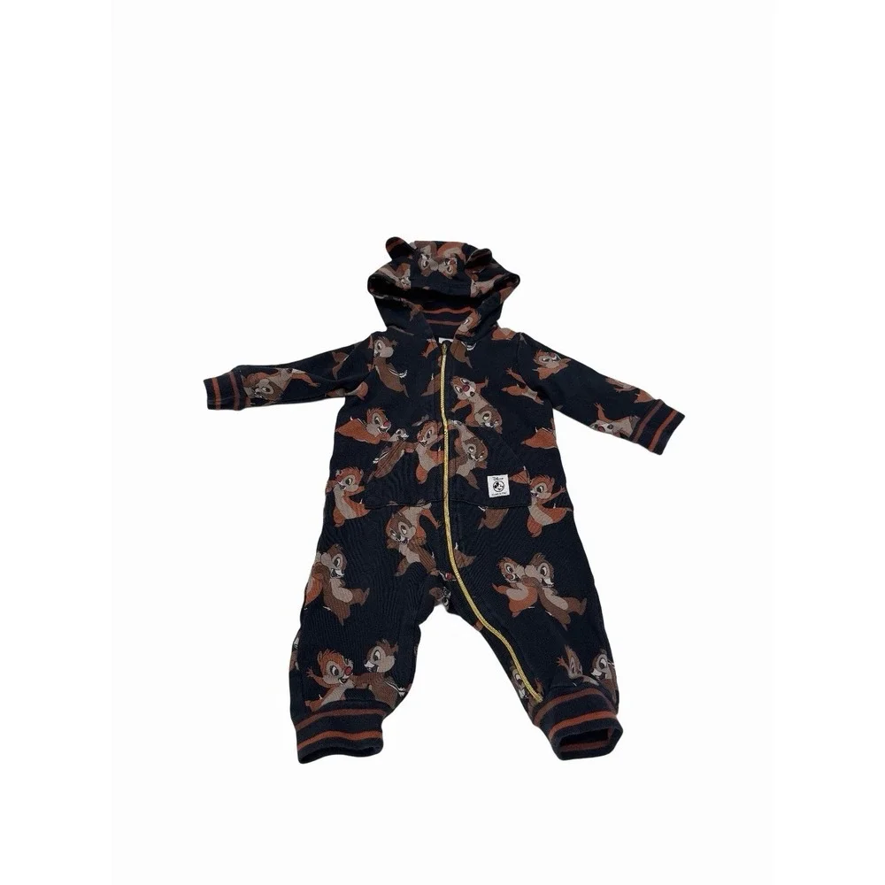 Polarn O. Pyret x Disney Chip and Dale hooded jumpsuit 56/1-2 Month